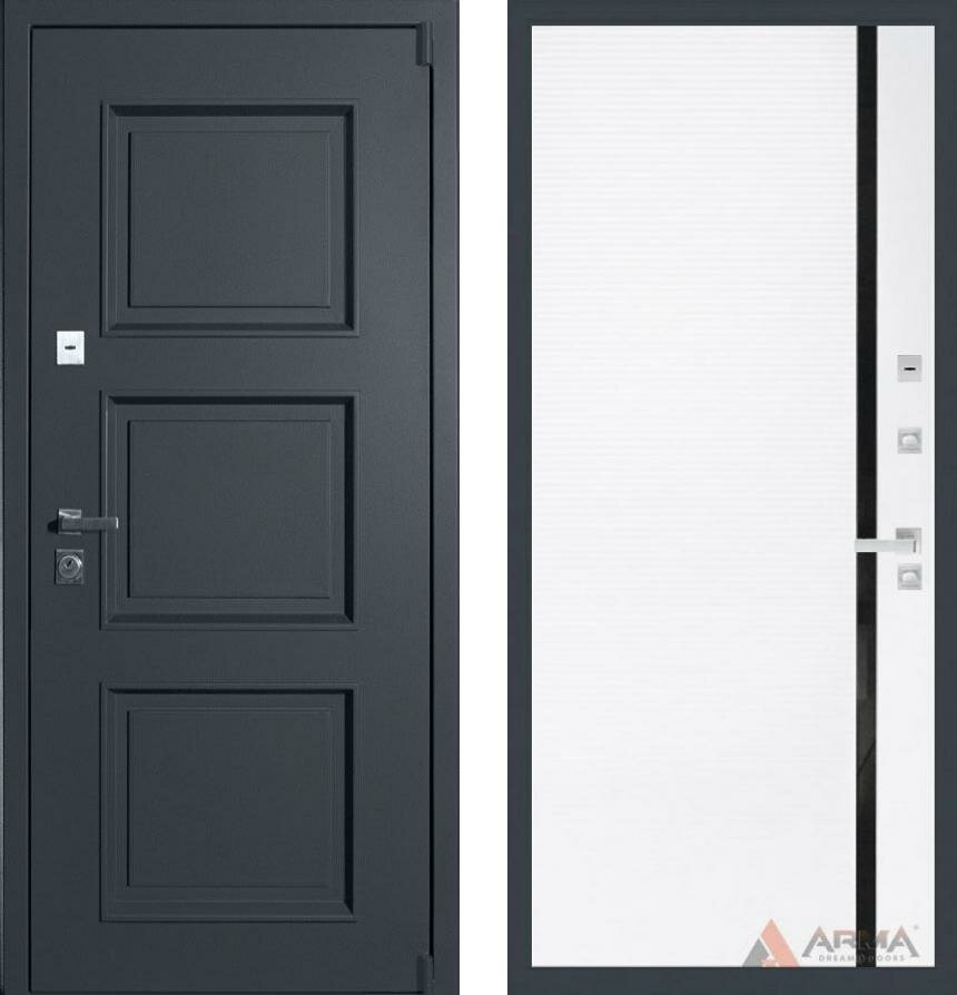 Входная дверь Арма Оптима Термо 15 "Белый матовый" 960x2050, открывание левое