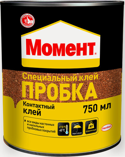 Изображение товара Специальный клей момент Пробка 750 мл желтый, строительный, универсальный, контактный