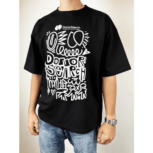 фото Футболка donorsearch oversize s-m, 1 шт., размер s-m, черный