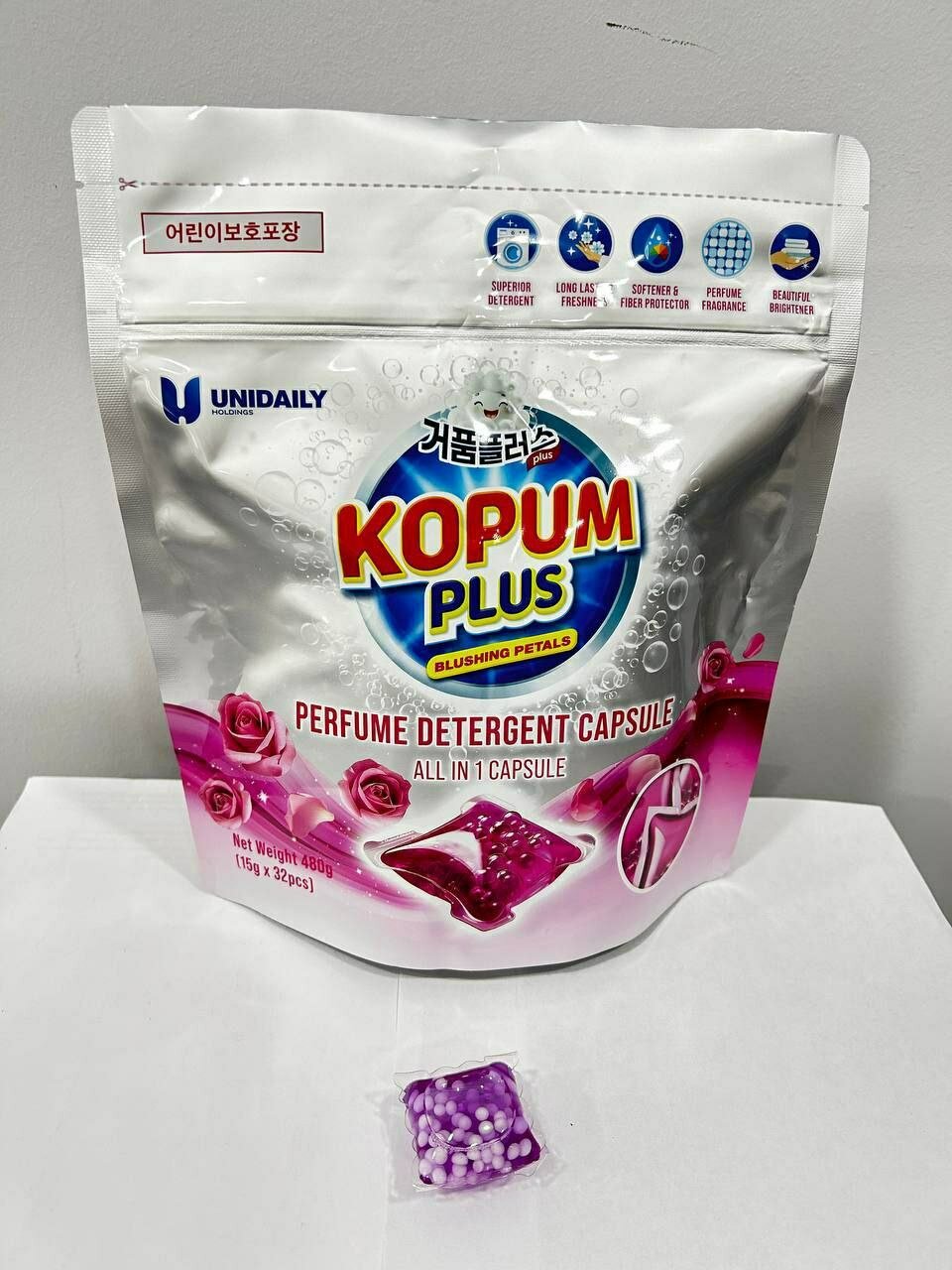 Капсулы Kopum Plus, капсулы для стирки, с ароматом, 32 шт, 15 г, Корея