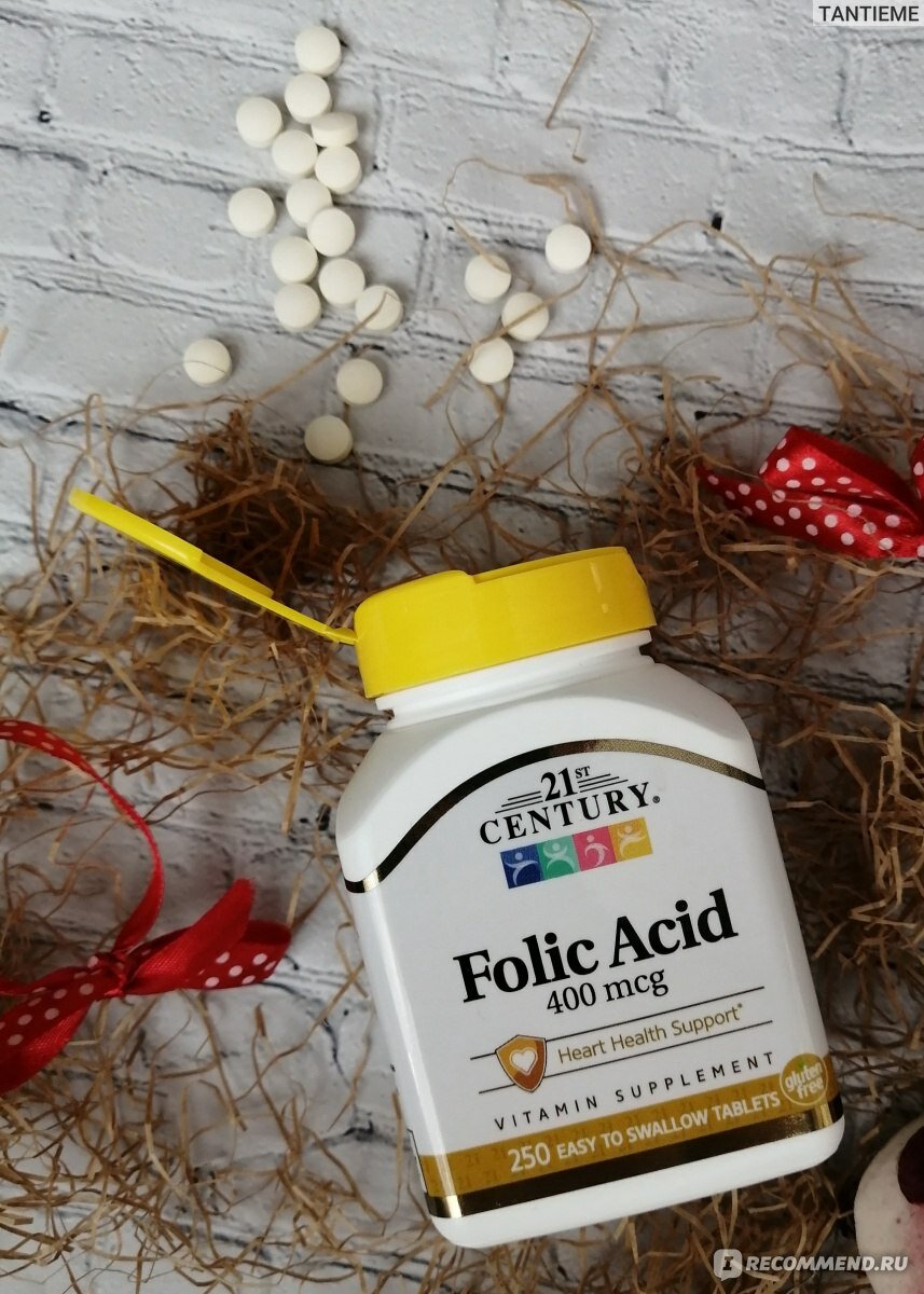 Фолиевая кислота 400 мкг Легко проглатываемый 250 таблеток / Folic Acid 400 mcg 250 tabs 21st Century