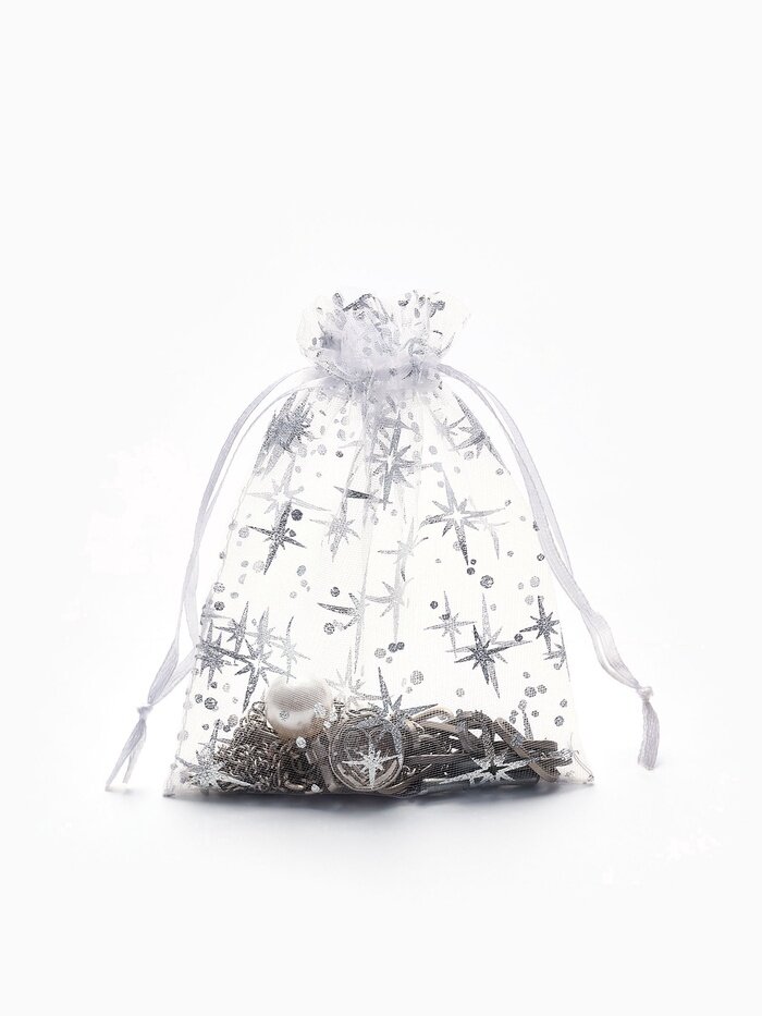 Набор мешочков подарочных «Звёздное сияние», 100 шт. 10×12 см, белый с серебром