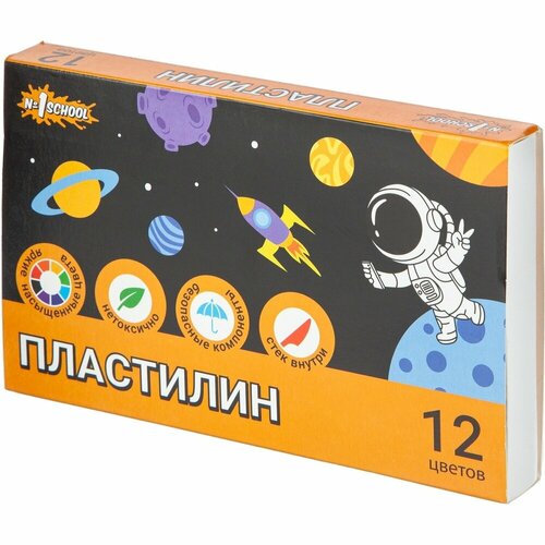 Пластилин №1 School "Space time", 12 цветов, 180 г, со стеком