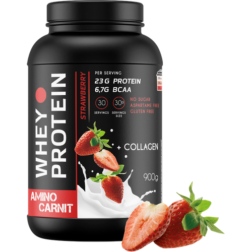 AminoCarnit Whey Protein 900 гр. клубника aminocarnit multi protein 900 гр шоколад