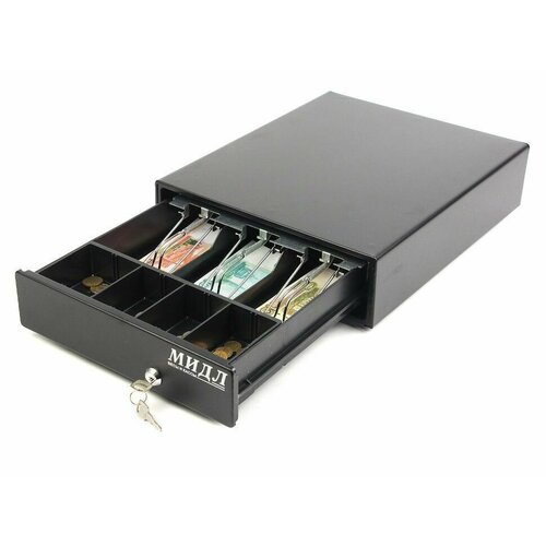 Денежный ящик 1.0/К0 (компакт. черный, 3 отд. банкноты, 4 отд. монеты)