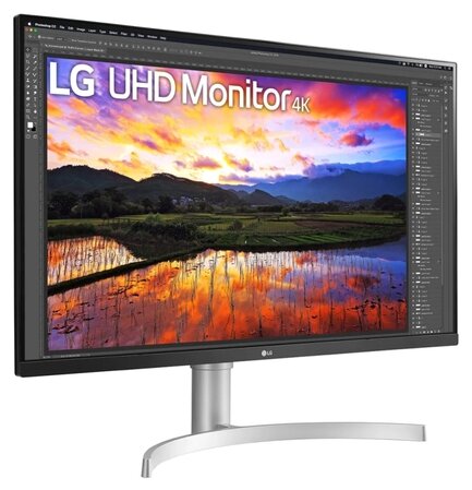 Монитор LG LCD 31.5'' [16:9] 3840x2160(UHD 4K) IPS, nonGLARE, 350cd/m2, H178°/V178°, 1000:1, 1.07B, 5ms, 2xHDMI, DP, Height adj, Tilt, Speakers, 2Y, White