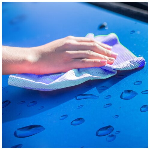 Салфетка автомобильная синтетическая замшевая для сбора воды 43х32см, синяя "Kolibriya" Magia-4, ю. Корея