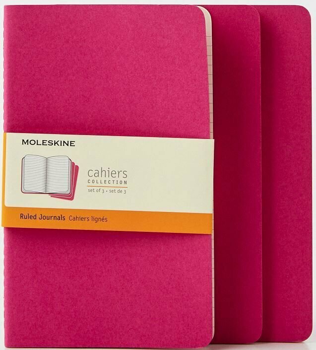 Блокнот Moleskine CAHIER JOURNAL CH016D17 13х21 см обложка картон 80стр. в линейку, розовый (3шт)