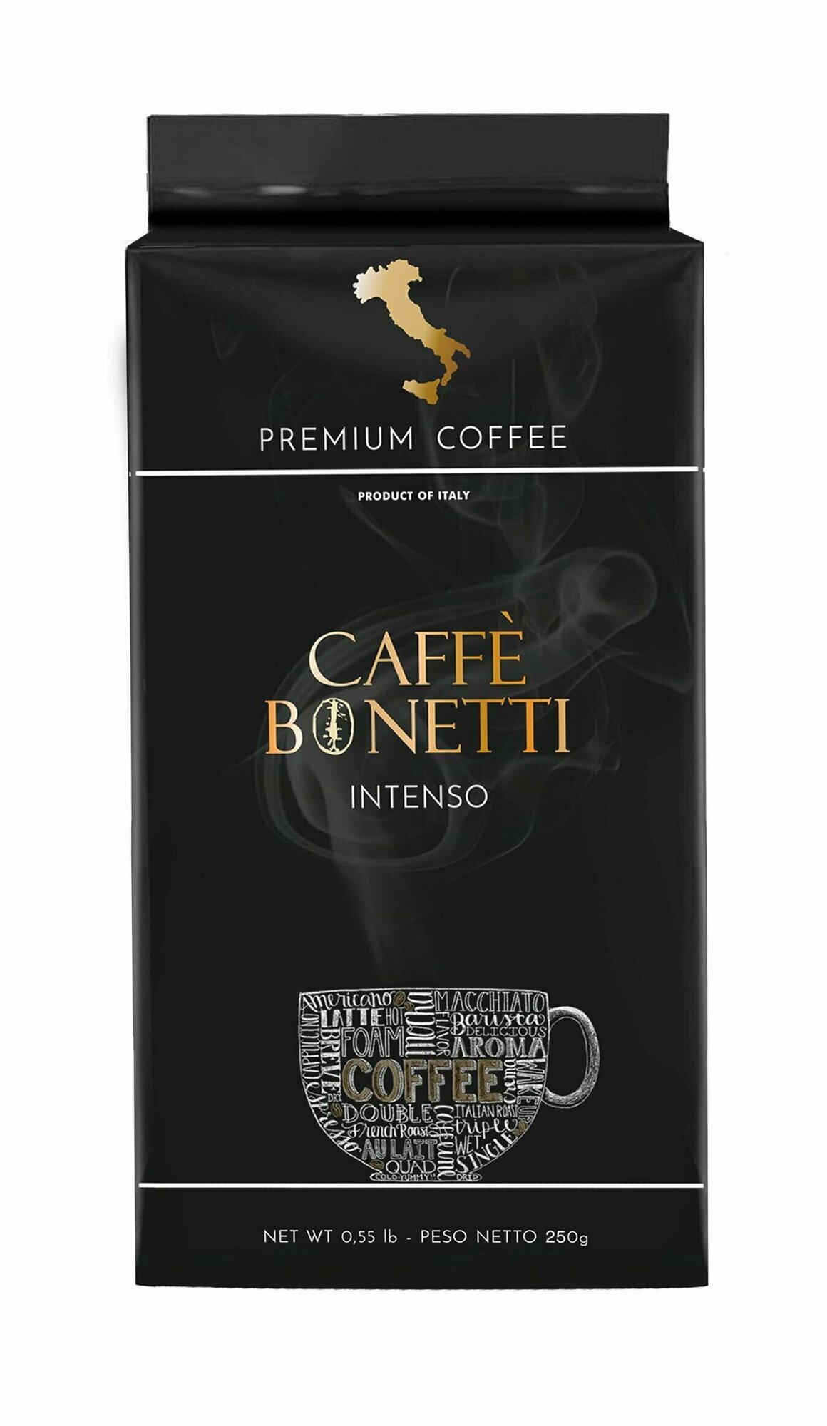 Кофе молотый Caffe BONETTI INTENSO, 30% арабика, 70% робуста, 250 грамм - фотография № 3