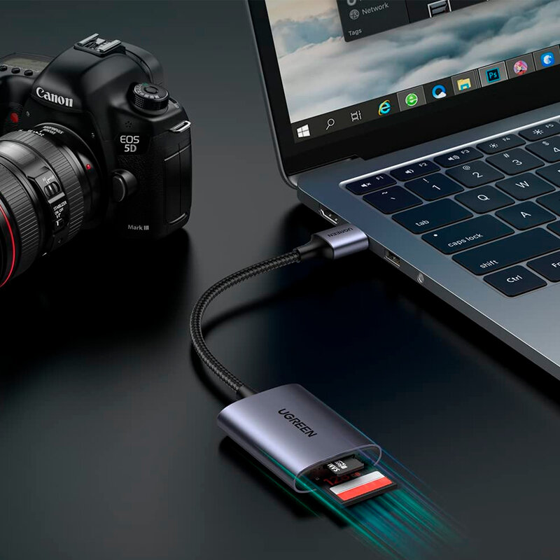 Кардридер USB-C 3.1 для карт памяти TF / SD Ugreen, серый (80888)