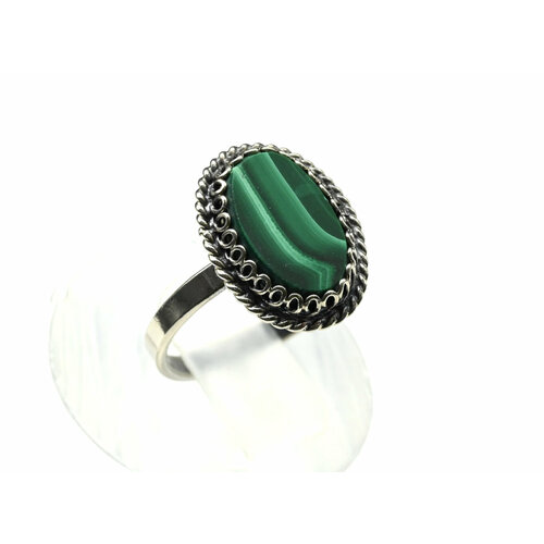 Кольцо, бижутерный сплав, малахит, размер 18, зеленый