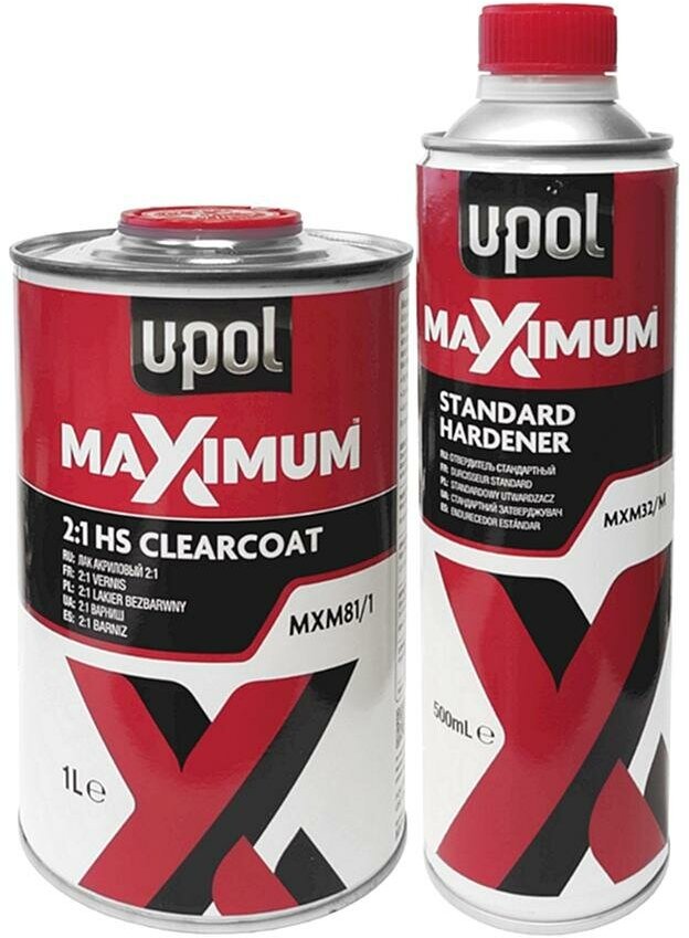 Лак автомобильный U-POL MXM81/1 Maximum 2+1 HS Clearcoat акриловый 1 л. с отвердителем 0,5 л.