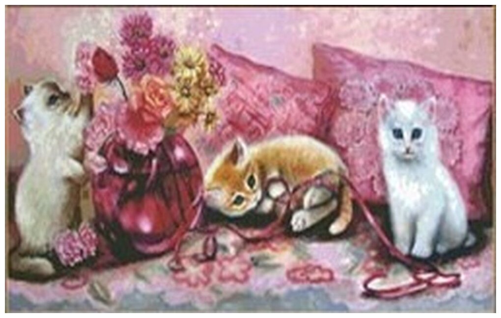 Алмазная мозаика "Три озорных котенка" 60x110 см