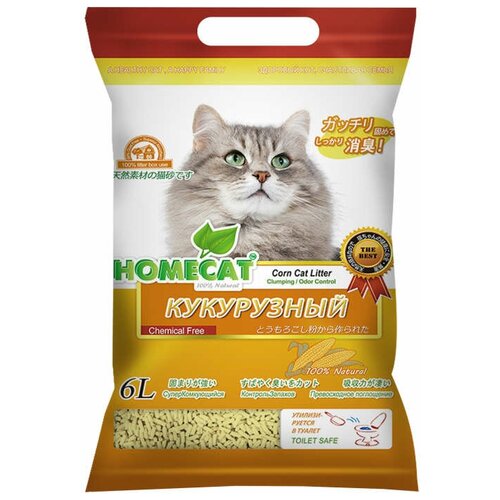 Комкующийся наполнитель Homecat Эколайн Кукурузный, 6л, 1 шт.