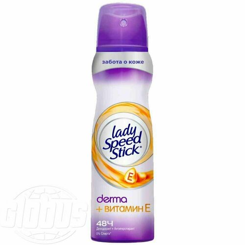 Дезодорант-антиперспирант Lady Speed Stick Derma + витамин Е, 0% спирта, 150 мл