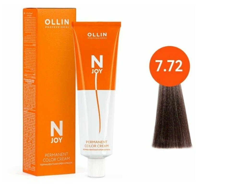 OLLIN Professional Стойкая крем-краска для волос N-Joy Color Cream, 7/72 русый коричнево-фиолетовый, 100 мл