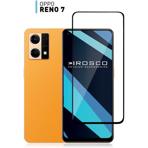 Защитное стекло для Oppo Reno 7 4G (Оппо Рено 7) с премиальным олеофобным покрытием, легко наклеить, прозрачное стекло ROSCO с черной рамкой защитное стекло rosco для realme 5 pro реалми 5 про с олеофобным покрытием закаленное ударопрочное прозрачное с черной рамкой легко наклеить