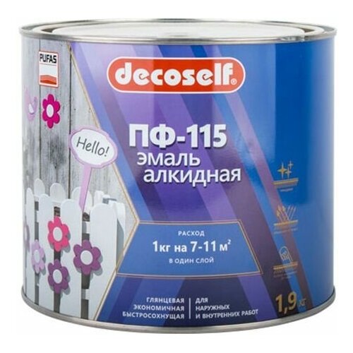 Декоселф эмаль ПФ-115 белая (1,9кг) / DECOSELF эмаль ПФ-115 белая (1,9кг)