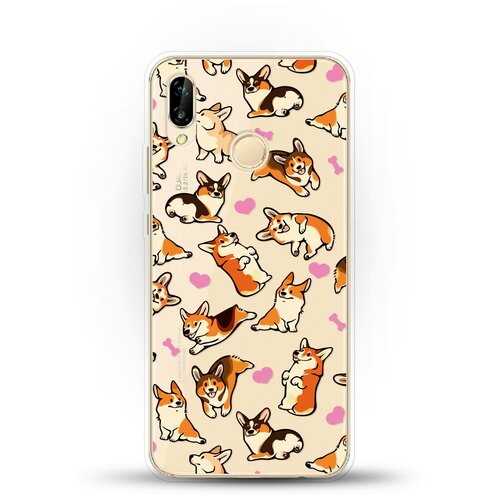 фото Силиконовый чехол корги узором на huawei p20 lite andy & paul