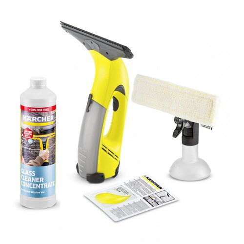 Стеклоочиститель электрический (мойщик окон) Karcher WV 50 Plus, аккумуляторный + концентрат для мойки стекол RM 500, 0.75 л