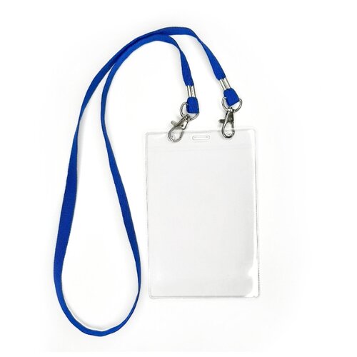 Карман для Бейджа (156х103) с синей лентой на 2-х карабинах - 10 шт карман для бейджа 156х103 с синей лентой на клипсе 10 шт