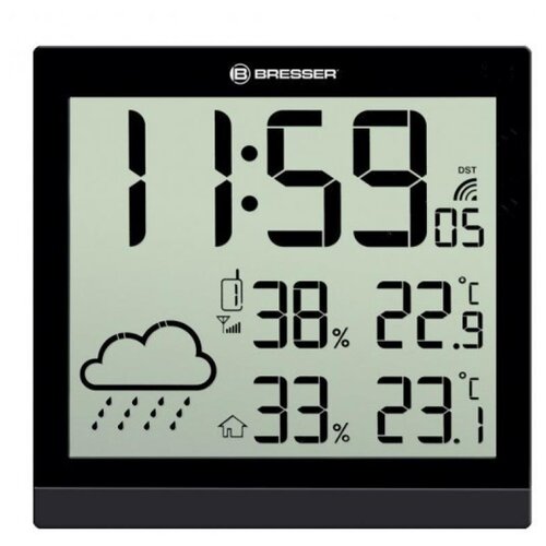 фото Метеостанция (настенные часы) bresser temeotrend jc lcd с радиоуправлением, черная