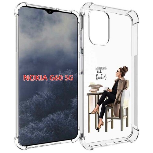 Чехол MyPads Девушка-в-кофейне для Nokia G60 5G задняя-панель-накладка-бампер