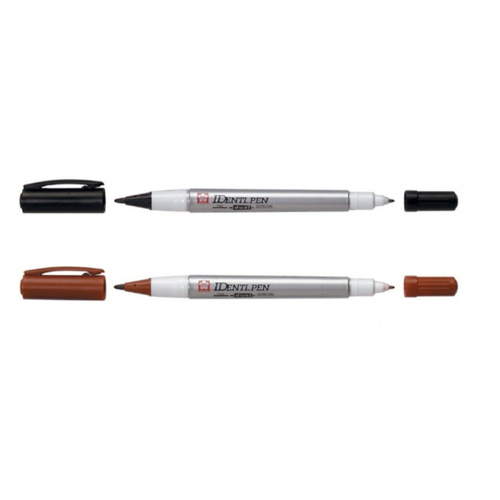 фото Набор маркеров двухсторонних sakura identi-pen, 0.4-1.0 мм, 2 шт, черный, коричневый.