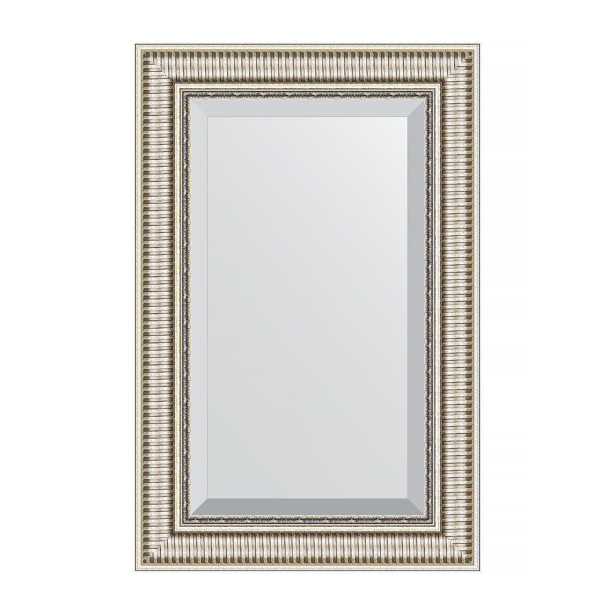 Зеркало настенное с фацетом EVOFORM в багетной раме серебряный акведук, 57х87 см, для гостиной, прихожей, кабинета, спальни и ванной комнаты, BY 1238