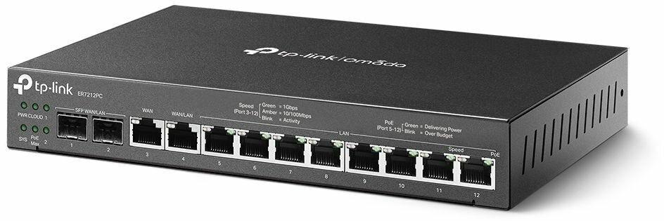 Гигабитный VPN-маршрутизатор TP-Link Omada с портами PoE+ и контроллером ER7212PC