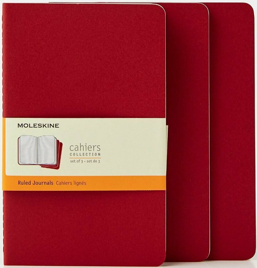 Блокнот Moleskine CAHIER JOURNAL CH116 13х21см обложка картон 80стр. в линейку, клюквенный (3шт)