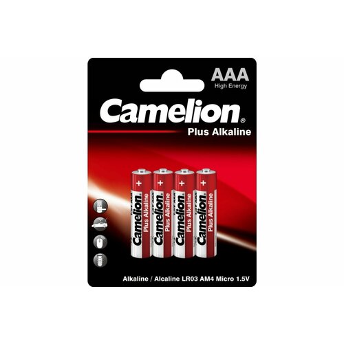 Элемент питания LR03 BL-4 Plus Alkaline Camelion. элемент питания camelion plus alkaline aaa бл 4 lr03 bp4