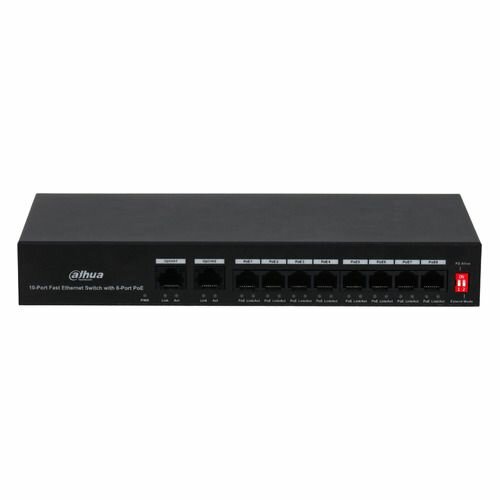 Коммутатор Dahua DH-PFS3010-8ET-65, неуправляемый