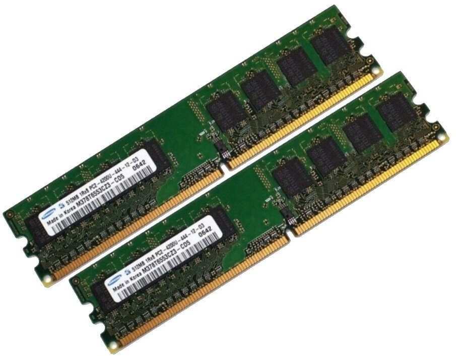 ОЗУ Dimm 1Gb PC2-4200(533)DDR2 Samsung M378T6553CZ3-CD5 (Kit 2x512Mb)