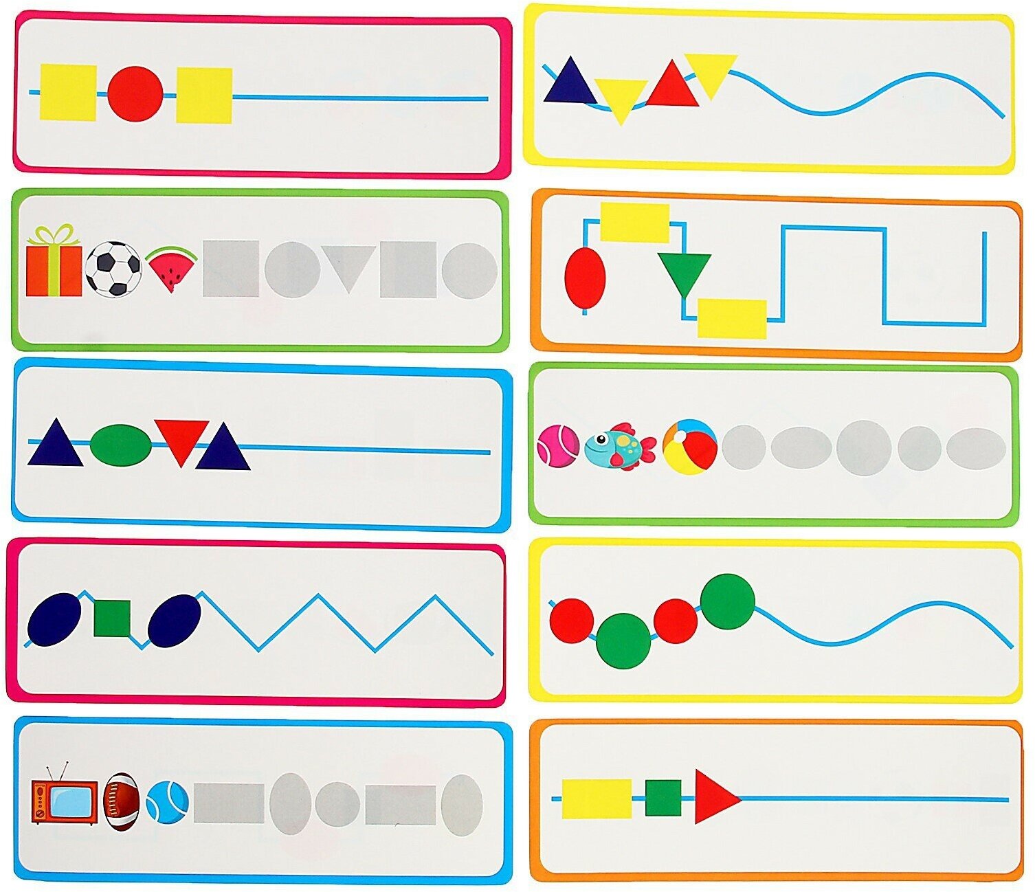 IQ-ZABIAKA Развивающая игра "Закончи ряд", 10 карточек, картонные фигурки
