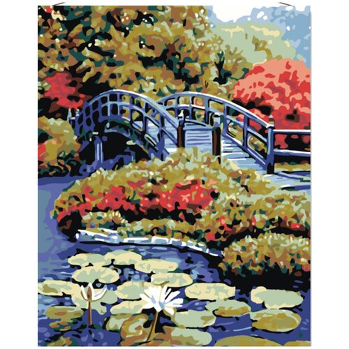 Картина по номерам на холсте Мост в саду 40х50