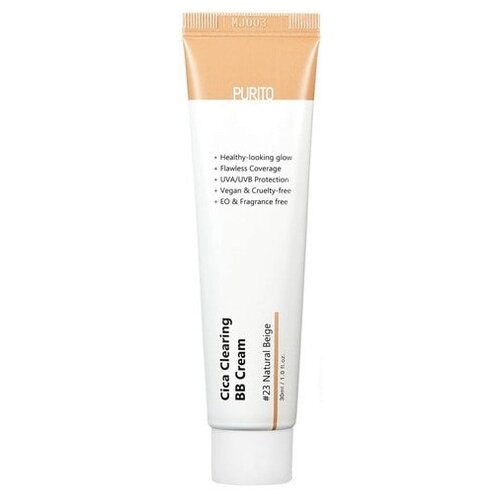 bb крем для лица purito bb крем для чувствительной кожи cica clearing bb cream 13 neutral ivory Purito BB крем Cica Clearing, SPF 38, 30 мл/30 г, оттенок: 23 natural beige, 1 шт.