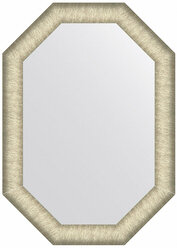 Зеркало настенное Octagon EVOFORM в багетной раме брашированное серебро, 50х70 см, для гостиной, прихожей, спальни и ванной комнаты, BY 7424