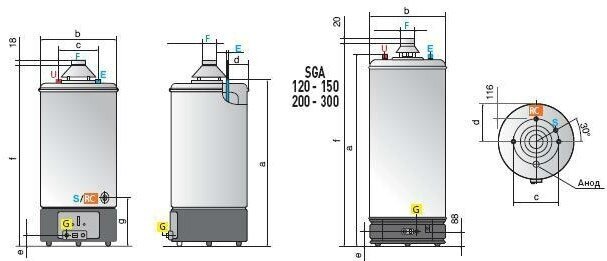 Накопительный газовый водонагреватель Ariston SGA 150, белый - фото №9