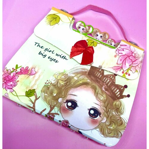 Подарочный блокнот для девочек девочка аниме 11*10 см на липучке в виде сумочки