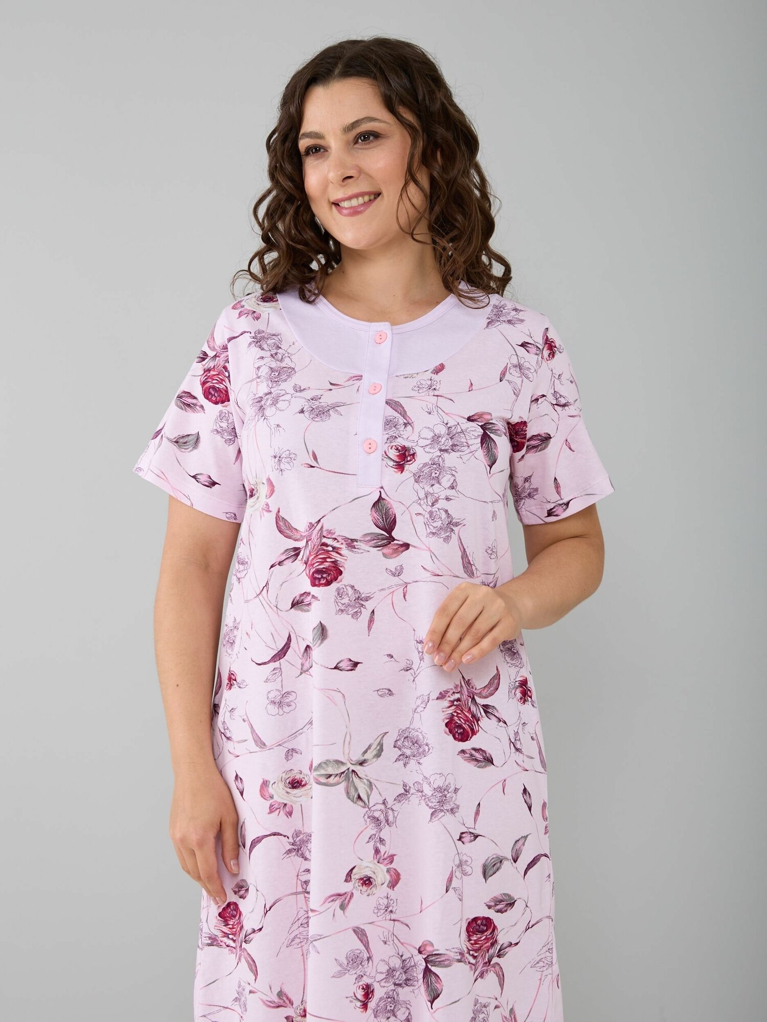 Ночная рубашка женская Алтекс розовая, размер 60 - фотография № 6