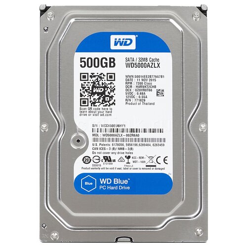Жесткий диск Western Digital WD Blue 500 ГБ WD5000AZLX жесткий диск western digital wd blue 500 гб wd5000aakx