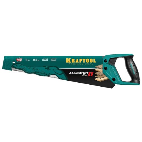 фото 15203-45 ножовка для точного реза "alligator fine 11". 450 мм. 11 tpi 3d зуб. kraftool