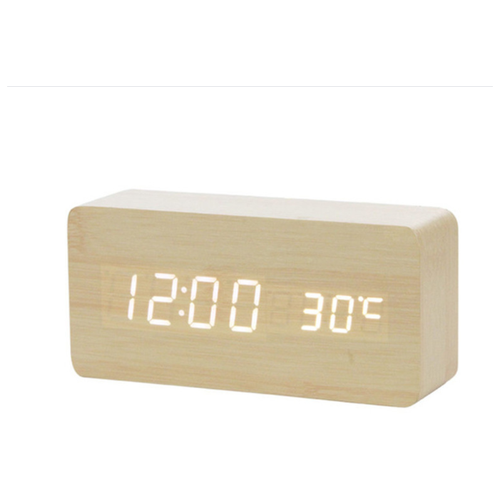 Настольные цифровые часы-будильник VST-862 (Светло-коричневые с белыми цифрами) настольные цифровые часы будильник vst 862 бежевые белые цифры