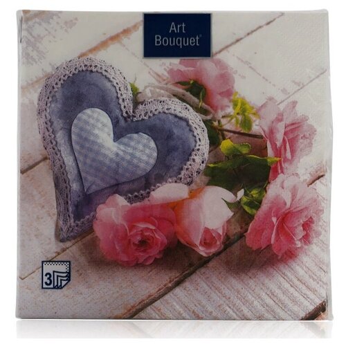Купить АртБукет Салфетки бумажные Art Bouquet Сердечко с розами, 3 слоя, 33x33, 20 листов, Бумажные салфетки