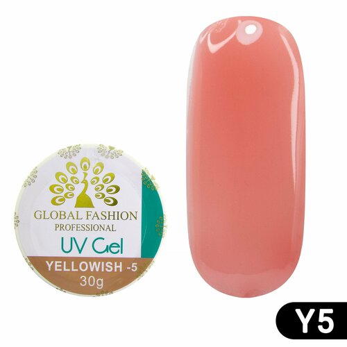 Global Fashion Камуфлирующий гель для наращивания и моделирования ногтей Yellowish-5, 30 гр global fashion гель yellowish однофазный камуфлирующий для наращивания yellowish 6