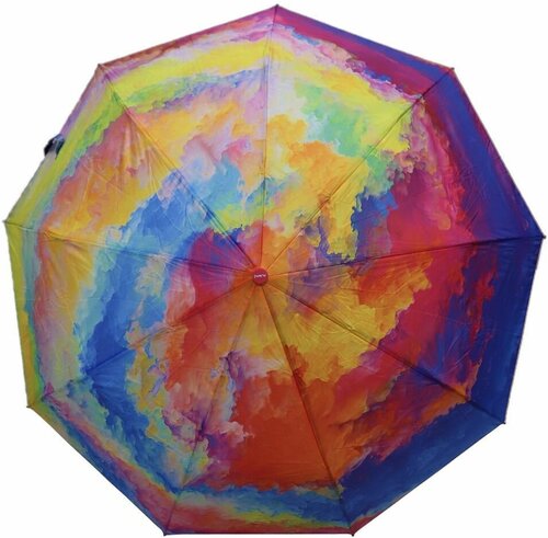 Смарт-зонт Crystel Eden, полуавтомат, 2 сложения, купол 90 см, 9 спиц, система «антиветер», для женщин, красный, синий