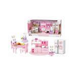 Набор Зайчик с мебелью и аксессуарами, Кухня столовая, игрушечная мебель для кукольного домика, ZY1027080 - изображение