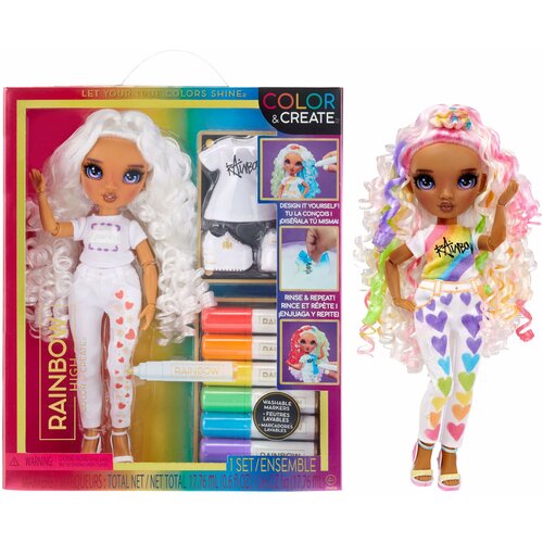 фото Кукла rainbow high color & create fashion diy doll with purple eyes с фиолетовыми глазами, 29 см. 594147