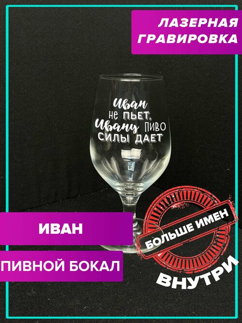 Пивной бокал с надписью Иван не пьет